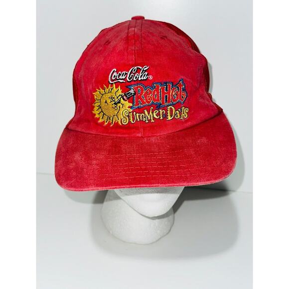 Vintage Coca Cola Redhot Summer Days Men's Red Embroidered Adjustable Hat - Picture 1 of 5